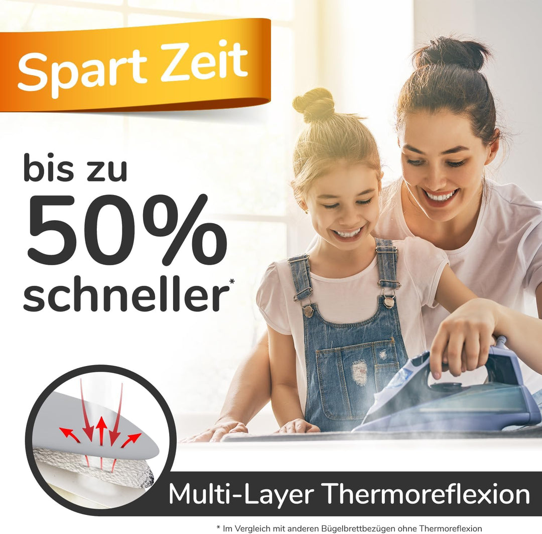 smart&gentle Made in Germany Turbo Bügelbrettbezug 150x50 in 5 Grössen für Dampfbügeleisen - Bügelti