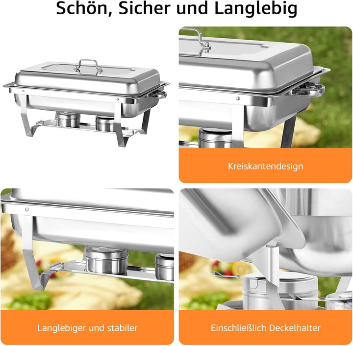 Chafing Dish Profi Set Toulouse, Edelstahl Warmhaltebehälter, Speisewärmer, Rechaud, Chafing Dishes