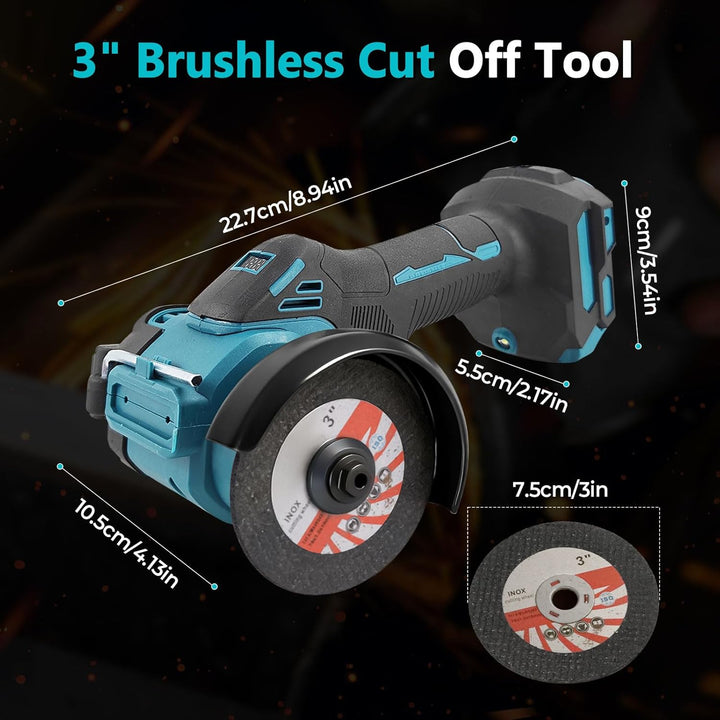 Mini-Winkelschleifer, kompatibel mit Makita18 V, bürstenlos, schnurlos, 20.000 U/min, 75 mm, kleines