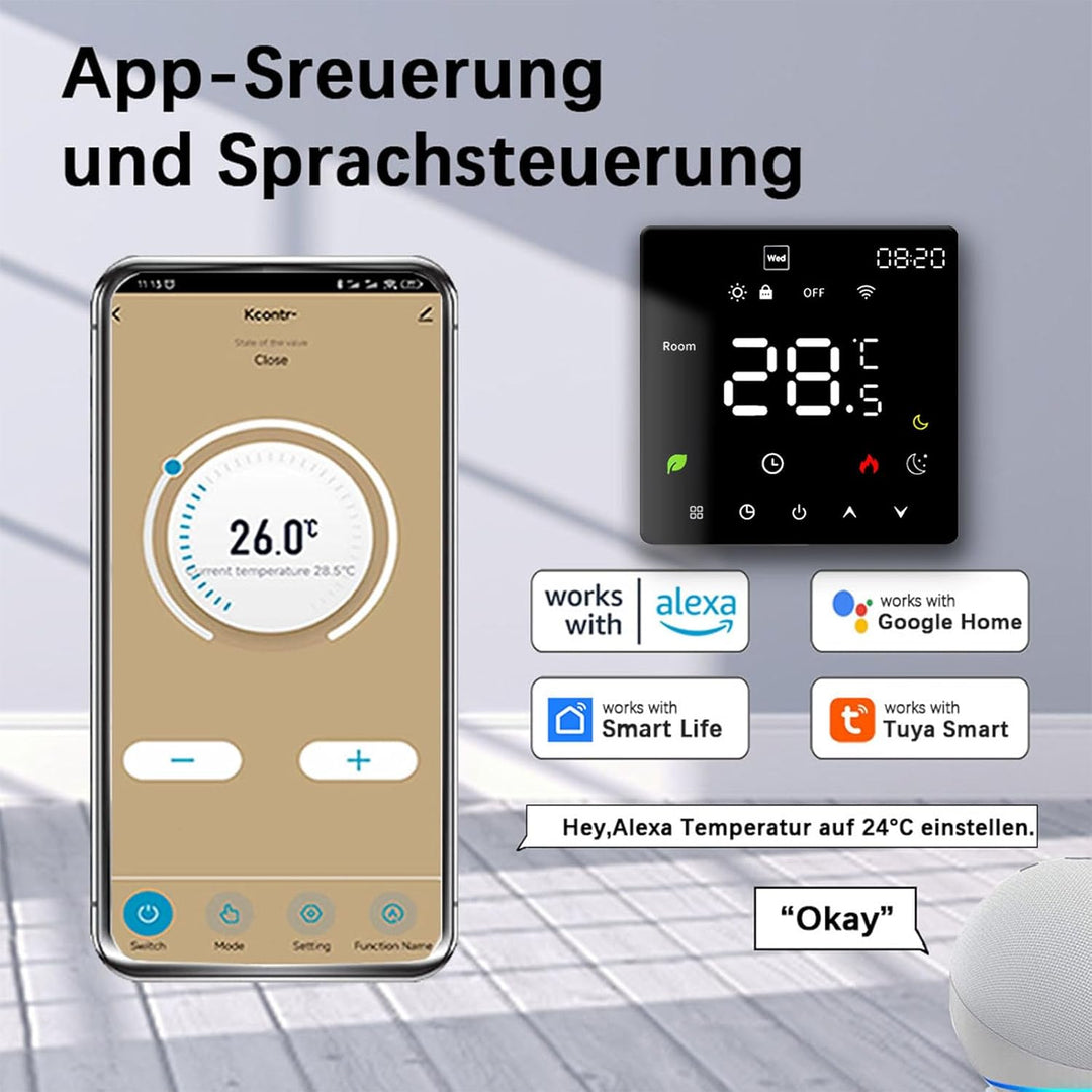 WiFi Thermostat Fussbodenheizung Für Wasser Fussbodenheizung, Programmierbar Raumthermostat, Thermos