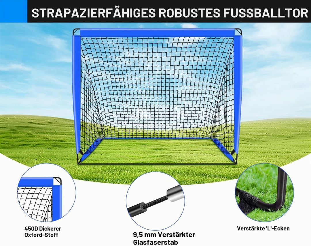 Fussballtore für Garten Kinder 2er Set: Pop-Up Fussballtor Kinder mit Agility-Leiter - Fussball Trai