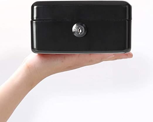 Zerodis Kleine Geldkassette mit Schlüsselschloss Portable Doppelschicht Metallmünze Geld Storage Sec