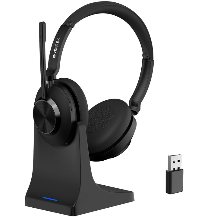 Voistek Headset mit Mikrofon Bluetooth & USB Dongle, 50Std. Akku, On Ear Wireless Headset mit Mikrof