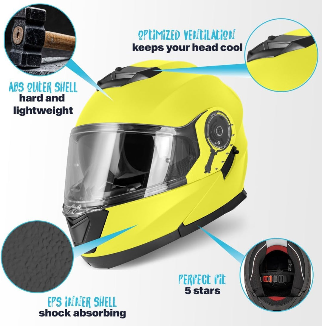 VINZ Santos Klapphelm mit Sonnenblende | ECE 22.06 & PINLOCK vorbereitet | Motorrad Helm Integralhel