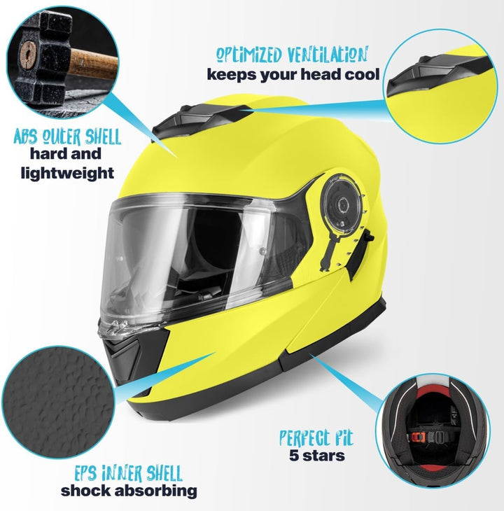 VINZ Santos Klapphelm mit Sonnenblende | ECE 22.06 & PINLOCK vorbereitet | Motorrad Helm Integralhel