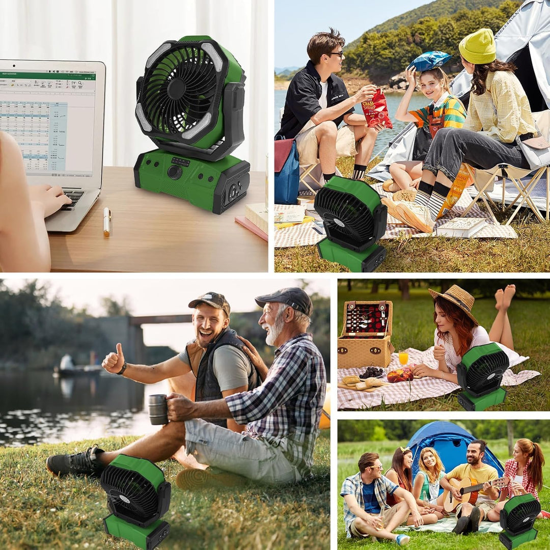 ELZO 30000mAh Camping Ventilator, Wiederaufladbarer Tischventilator USB Ventilator mit LED Licht & H