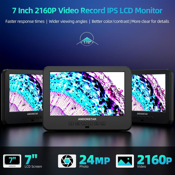 Andonstar AD266S 20X-5000X HDMI Digitales Mikroskop, 5-Linsen 2160P UHD Videoaufzeichnung, 17,8 cm L