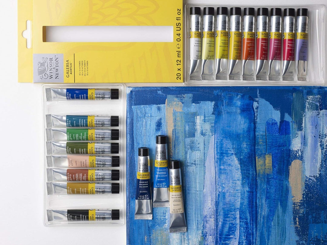Winsor & Newton 2190606 Galeria Acrylfarben Set, Mehrfarbig, 20 Farben Starterset, 240 Milliliter Ga