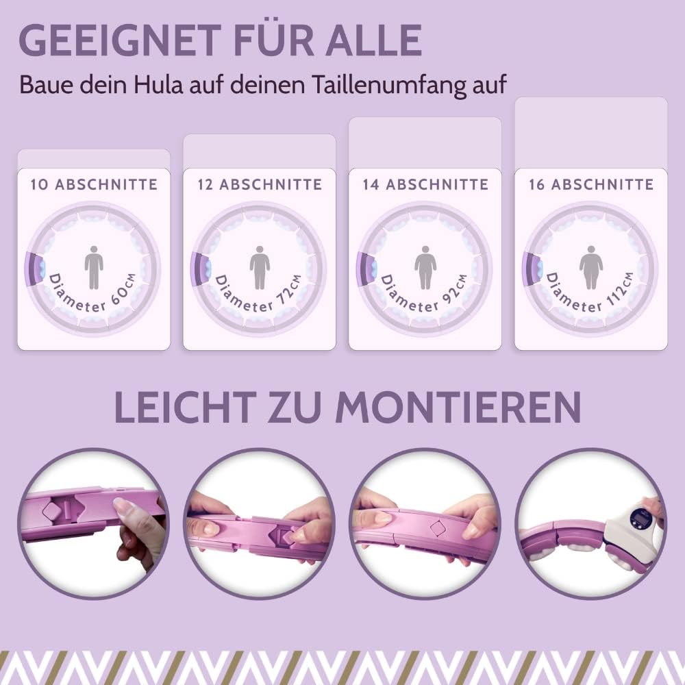 Swiss Activa+ Smart Hula Hoop mit Zähler- Hula Hoop der Nicht runter fällt - Smart Hula Hoop Reifen