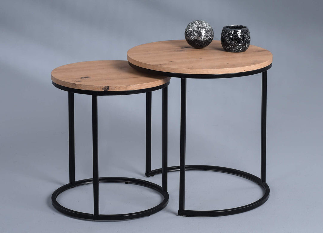 M2 Kollektion Denver Couchtisch/Kaffeetisch, Holzwerkstoff, braun, H1=47cm, D1=40cm, H2=52cm, D2=50c