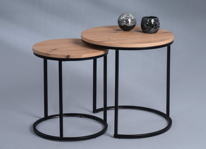 M2 Kollektion Denver Couchtisch/Kaffeetisch, Holzwerkstoff, braun, H1=47cm, D1=40cm, H2=52cm, D2=50c