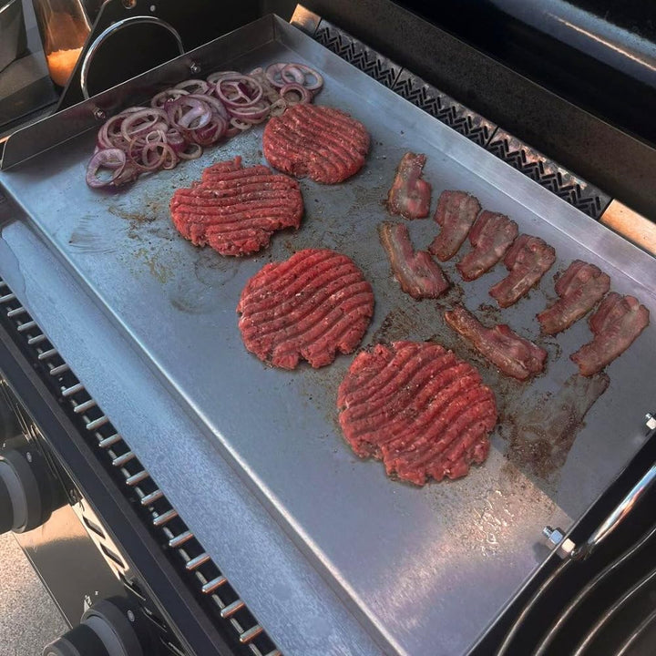 BBQ-Toro Edelstahl Grillplatte | 64 x 40,5 cm | BBQ Plancha passend für Weber Grill | rechteckig, un