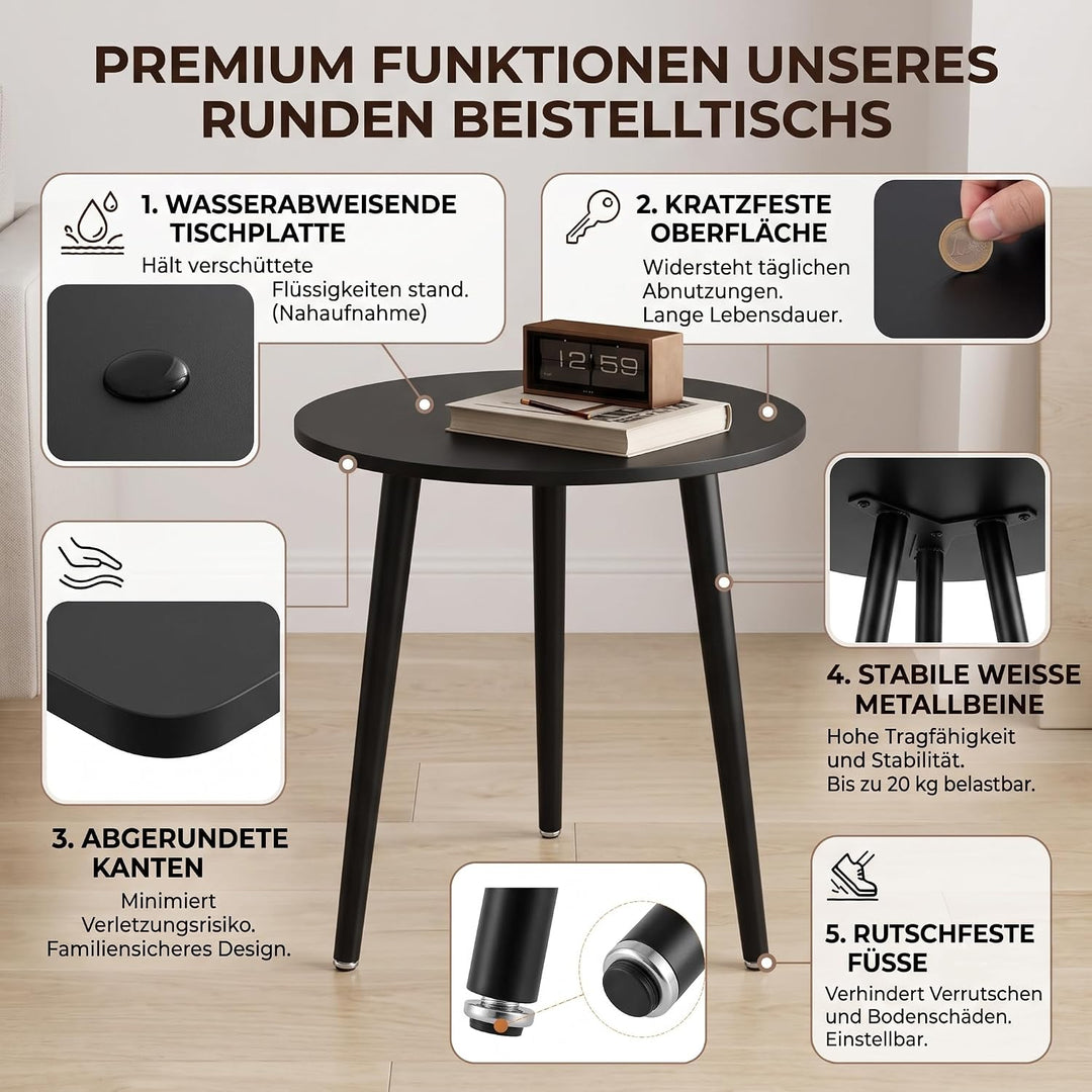 APICIZON Beistelltisch, Couchtisch rund Ø 42 cm, Höhe 51 cm, Sofatisch mit Beinen aus Massivholz, Sk