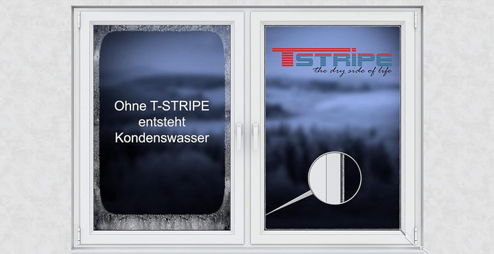 T-STRIPE Fensterheizung Länge 2,20-2,90m gegen Kondenswasser am Fenster