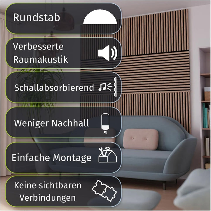 HORI Akustik-Wandpaneele in Holzoptik Schallabsorbierende Wandverkleidung für Wanddeko Akustikpaneel