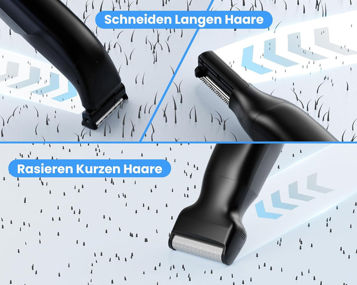 3-in-1 Körperrasierer Herren, MAXGROOM Wasserdicht Trocken und Nass Intimrasierer Mann, Elektrisch R
