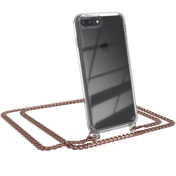 EAZY CASE Handykette kompatibel mit iPhone 7/8 Plus Handyhülle mit Metall Umhängeband und Ersatz Kor