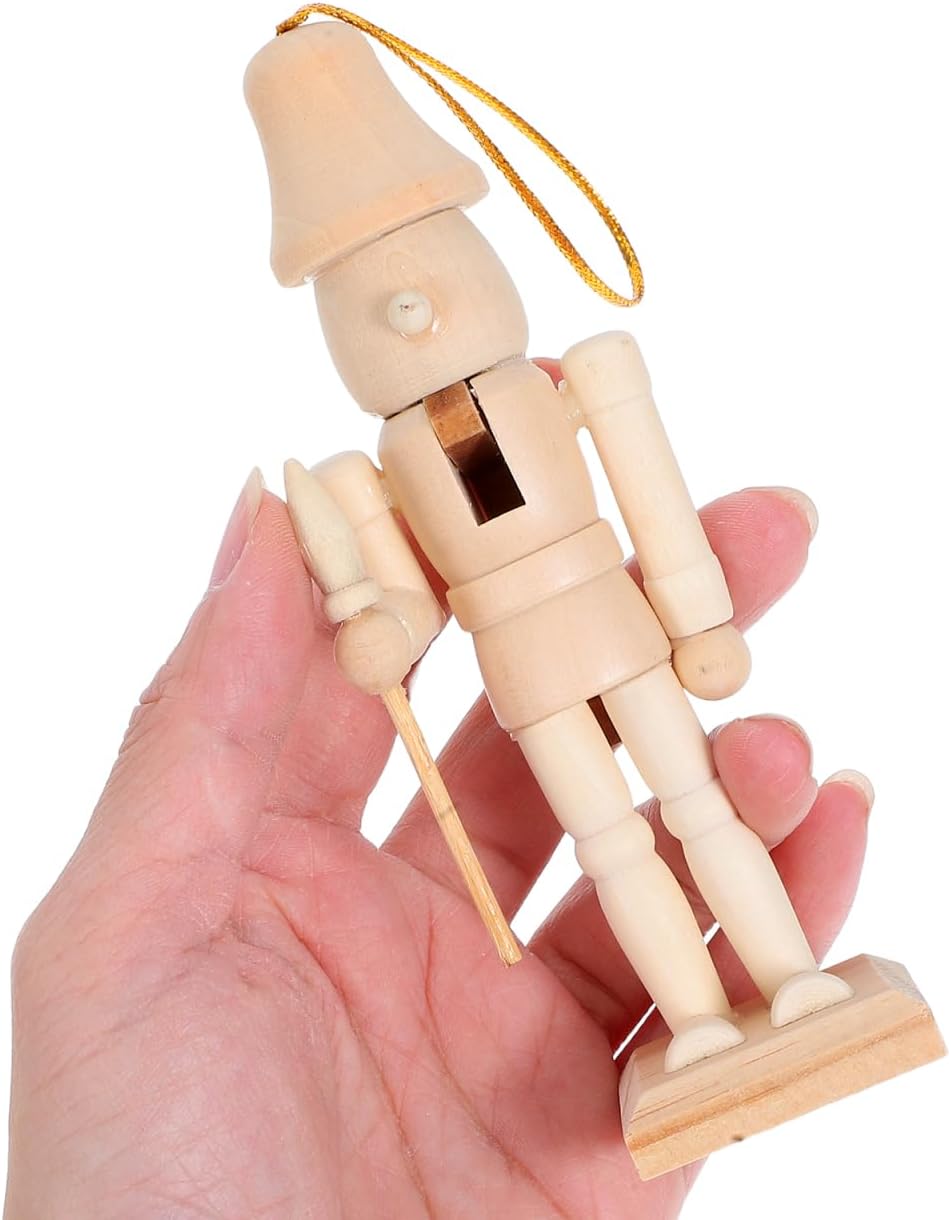 TOYANDONA 6 Stück DIY Nussknacker Soldat Figuren aus Holz Unbemalt zum Bemalen Stabile Weihnachtsdek
