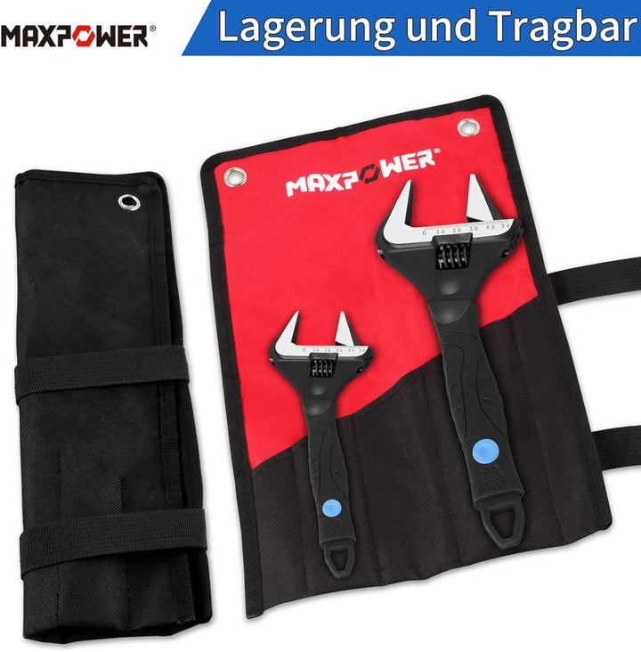 MAXPOWER 2 Stücke Rollgabelschlüssel Set 150mm/250mm Maximale Öffnung 36mm/52mm Rollgabelschlüssel G