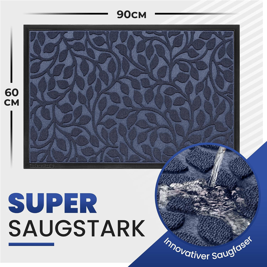 Bodenständig® Fussmatte aussen - rutschfest &amp; saugstark - Fussabtreter blau | Rillensystem 2.0 - Fus