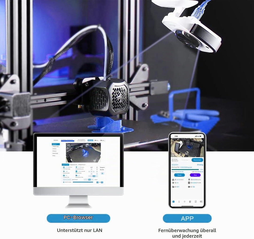 Mintion Beagle-Kamera für 3D-Drucker, 1080P, Plug-and-Play mit Überwachen und steuern Sie 3D-Drucker