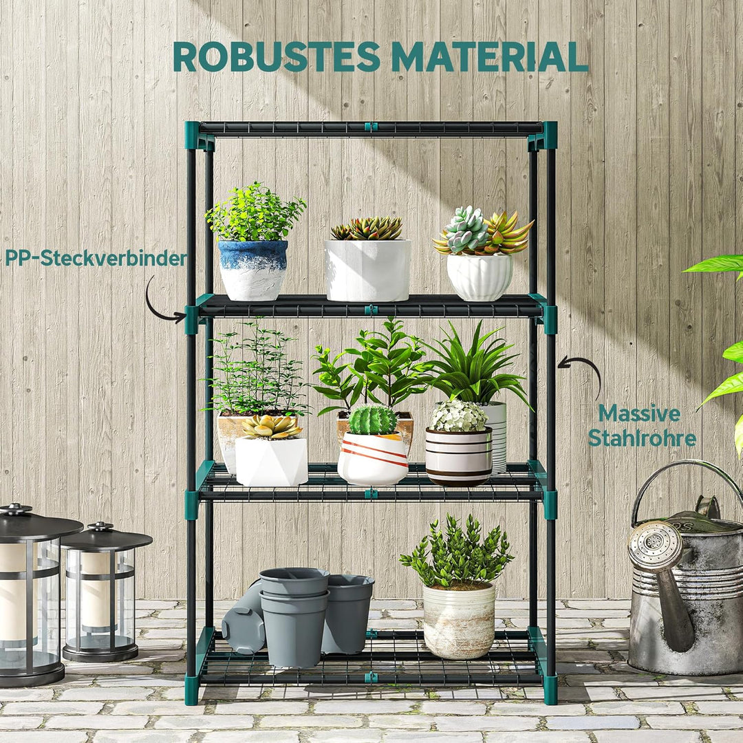 Outsunny 4-Etagen Pflanzenständer, 105 cm hoch Blumenständer für Innen Aussen, Pflanzenregal aus Sta