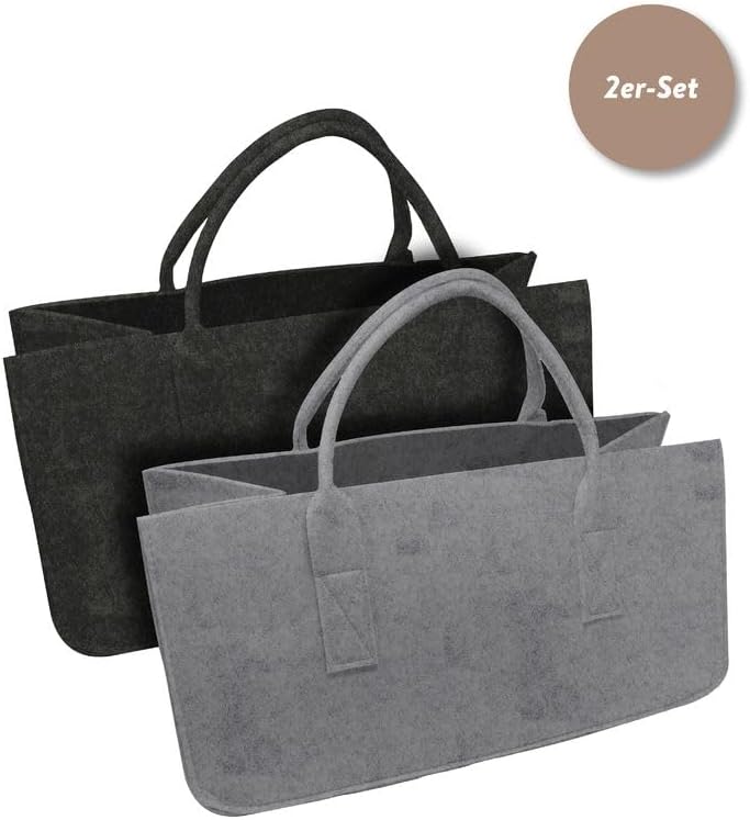 Close Up 2er Set Filztasche Kaminholztasche Filzkorb Kaminholzkorb Filz Zeitungsständer Zeitungskorb