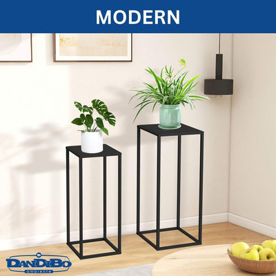 DanDiBo Pflanzenständer Metall Schwarz Eckig 2er Set 60 cm und 70 cm Beistelltisch Blumenhocker Blum