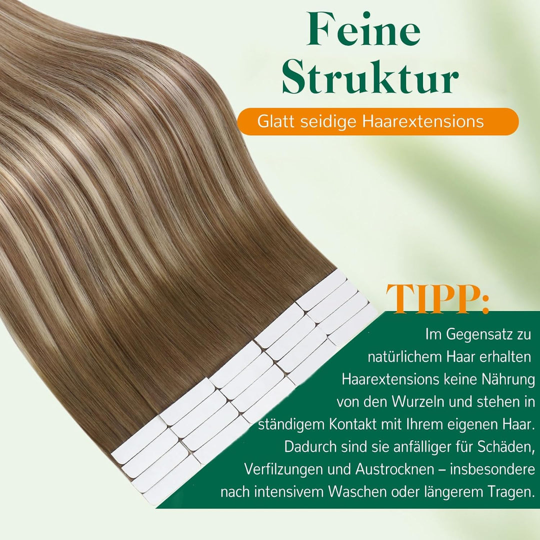Easyouth Tape on Extension Echthaar Remy Adhesive on Haar #4/27/4 35 cm 1-4 #3/8/22, 35 cm 1-4 #3/8/
