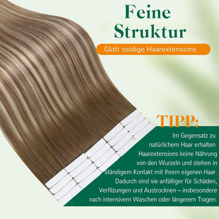 Easyouth Tape on Extension Echthaar Remy Adhesive on Haar #4/27/4 35 cm 1-4 #3/8/22, 35 cm 1-4 #3/8/