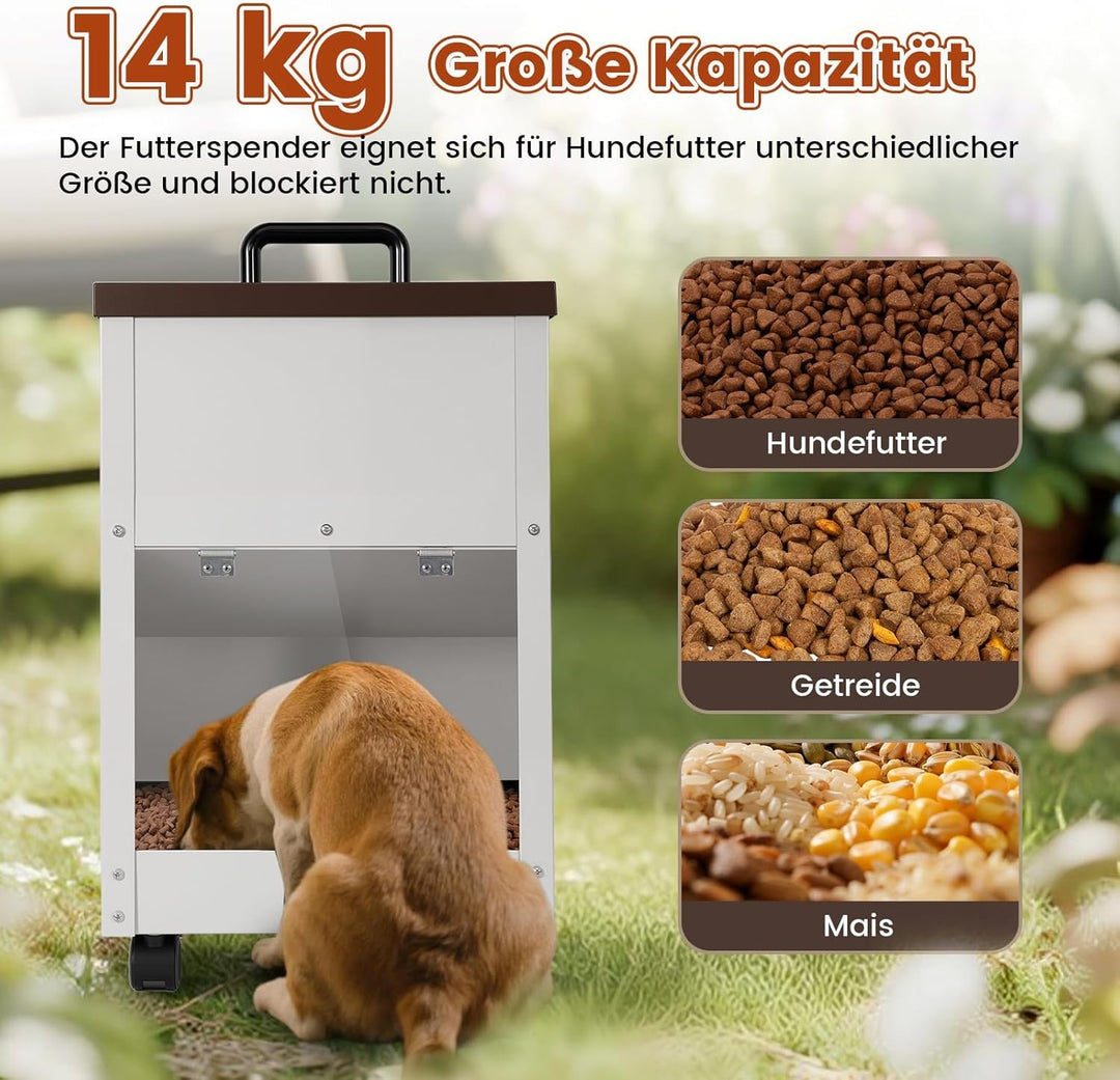 Galvanisierter Automatischer HundefüTterer GrossEr Rasse 30lbs Hundefutter-Spender Mit RäDern FüR Gr