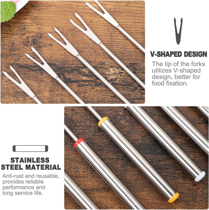 Bestonzon Fonduegabeln aus Edelstahl – Käsefonduegabel mit hitzebeständigem Griff für Schokolade, Fo