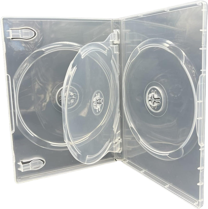 5 x 3 Disc CD DVD Blu Ray Disc Clear Cases for Holding 3 Discs 14mm Spine Cases With Outer Sleeve Fo