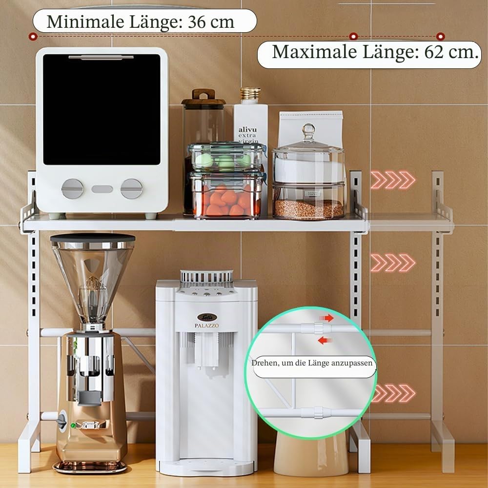Mikrowellen-Regal, erweiterbar, Mikrowellen-Regal, Ständer, Küchentheke, Regal, Wandmontage, Desktop