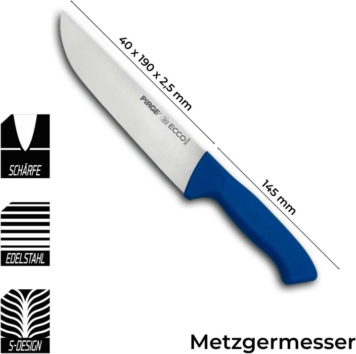 Pirge Ecco Metzgermesser 19 cm Blau Schlachtermesser - Fleischermesser - Stechmesser - Exzellenter S