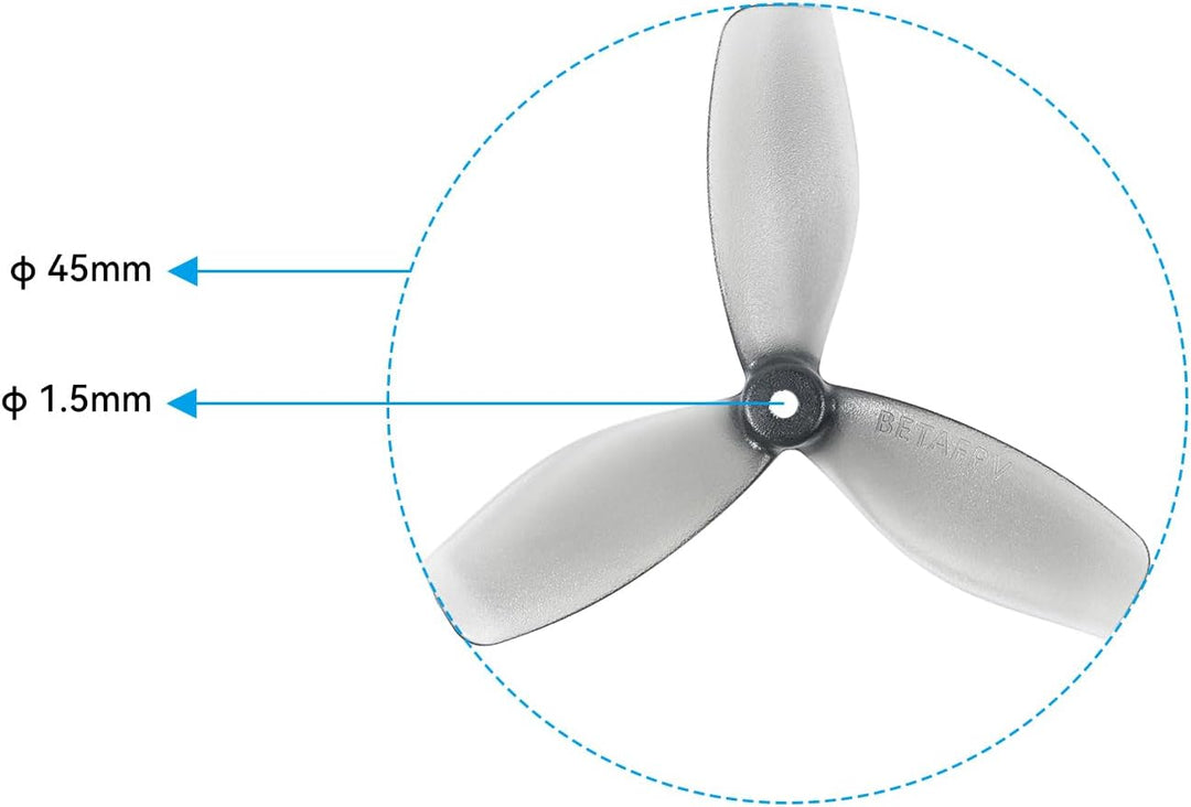 BETAFPV 16pcs 45mm 3-Blade Propeller with 1.5mm Shaft Hole Lightweight RC Props Compatible for 1102