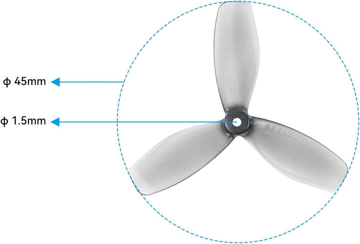 BETAFPV 16pcs 45mm 3-Blade Propeller with 1.5mm Shaft Hole Lightweight RC Props Compatible for 1102