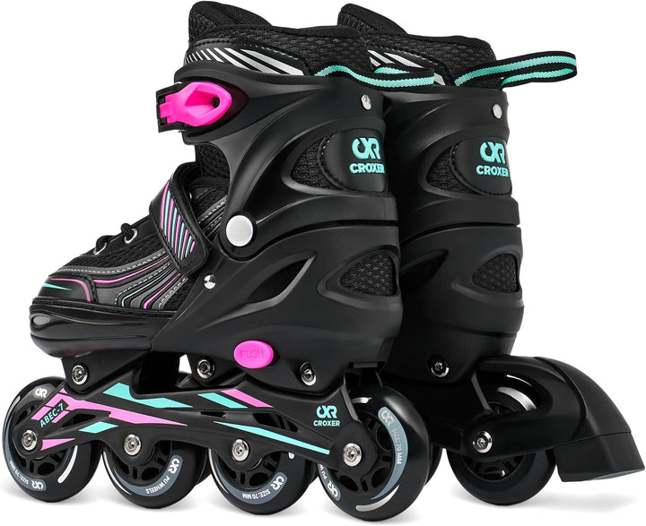 Optima Inline Skates Inliner für Kinder Erwachsene verstellbar 39-42 (24cm-26,5cm) Mint/Pink, 39-42
