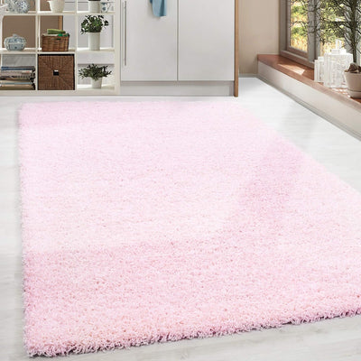 HomebyHome Teppich Wohnzimmer Shaggy Hochflor Rosa Rechteckig 240x340 cm Abstrakt Design - Flauschig