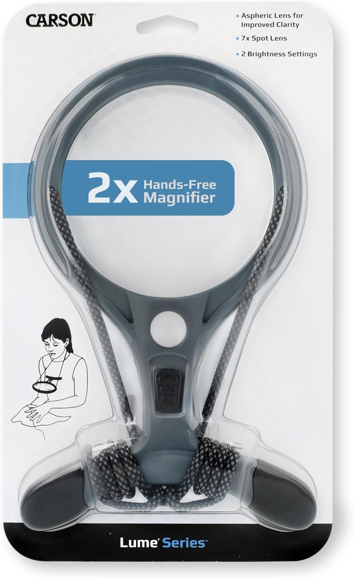 Carson Lumé-Serie 2X Freihandlupe mit 7X Spotlinse, COB LEDs und Zwei Helligkeitsstufen - ideal für
