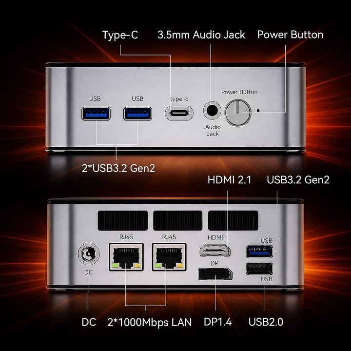 Glorlin GT103 Mini PC,AMD Ryzen 5 6600H (overtreft R7-7730U, Bis zu 4.5GHz),16GB LPDDR5(6400/MHz) 51