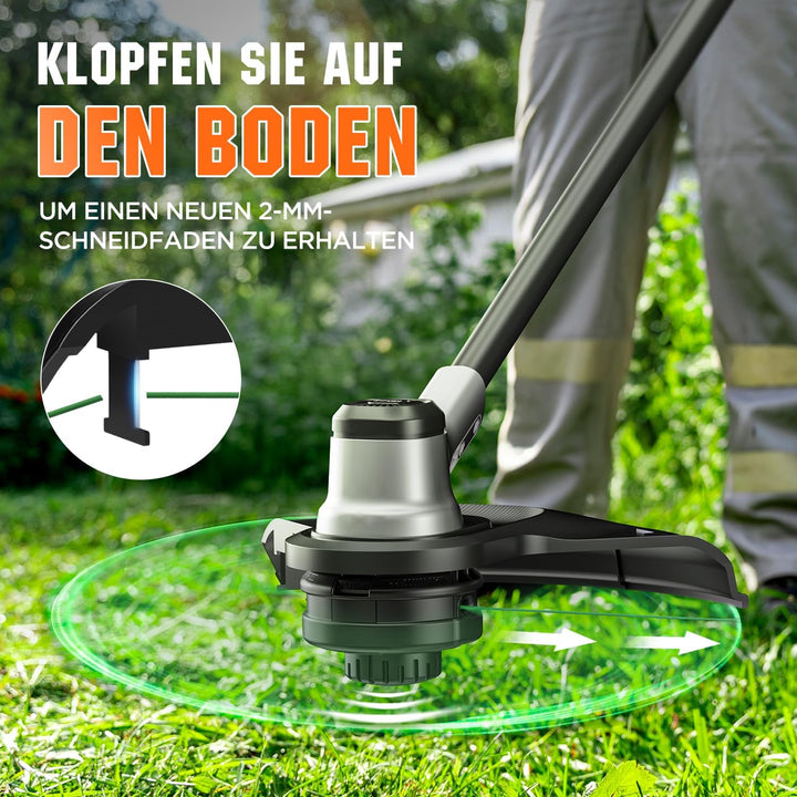 Litheli Akku Rasentrimmer 2x20V, 35cm, Akku Trimmer Garten mit Bürstenlosem Motor, 2x10000mAH Mobile