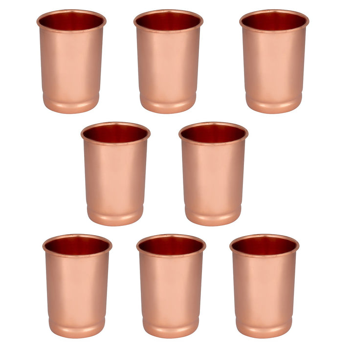 Zap Impex Trinkglas Kupfer Glas Reiner Kupfer Tumbler Healing Set von 8, 250 ml