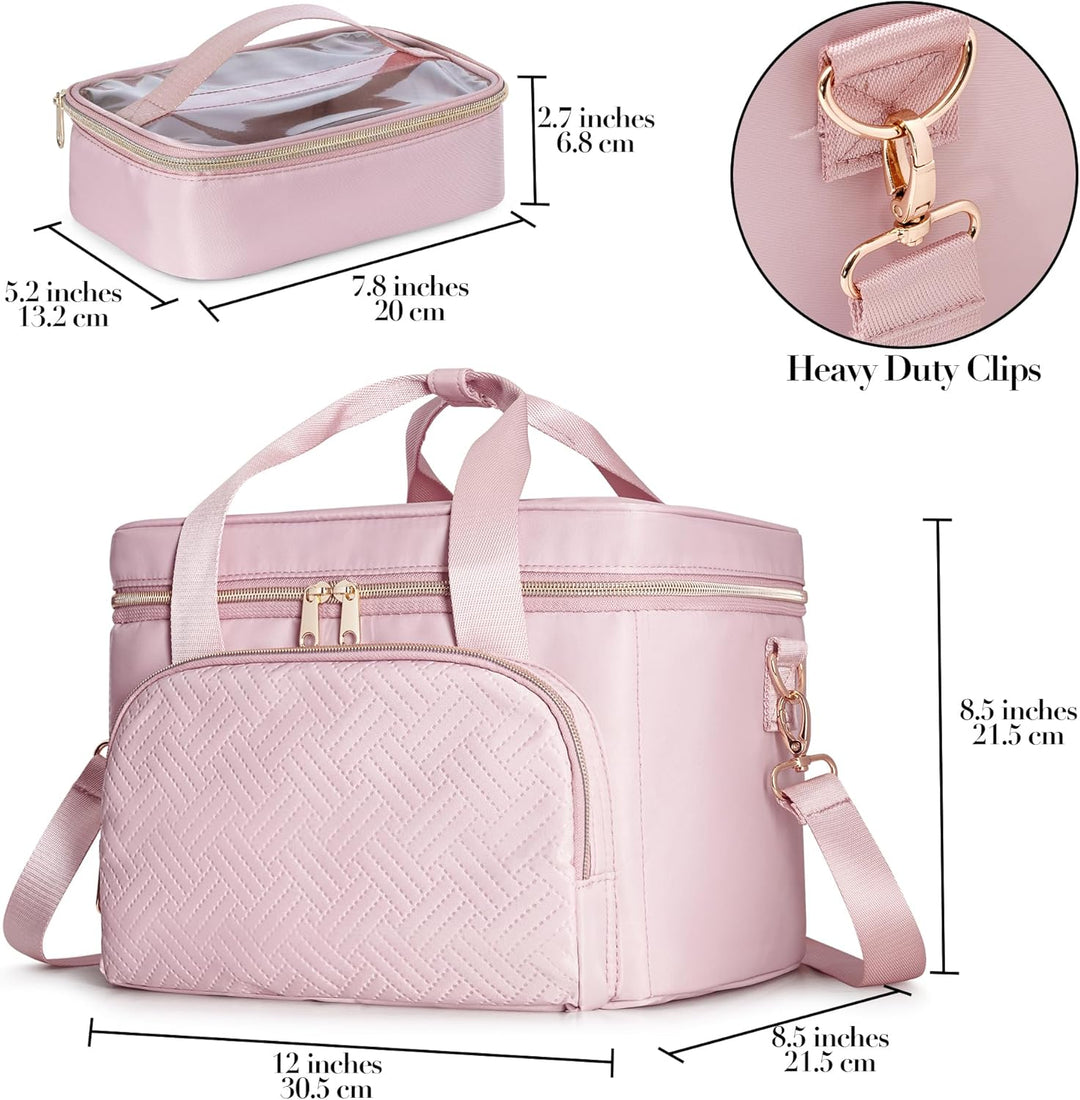 Makeup Tasche Reisetasche mit 2 einzelnen Kosmetiktaschen, grosser Makeup Organizer für Frauen, Rosa