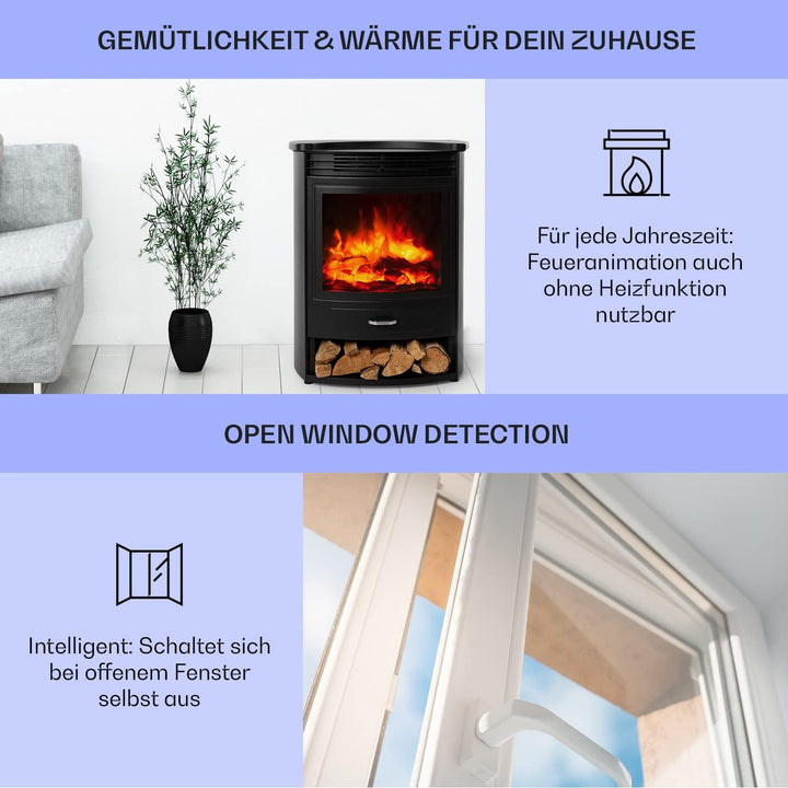 Klarstein Elektrokamin, Elektro Heizungen für Wohnzimmer & Innenräume, Elektrischer Kamin mit LED Fl
