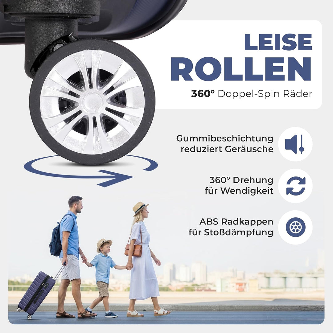 3erKoffersetXXL Komplettpaket – Sichere und leichte ABS Hartschalenkoffer 20"24"28" mit Rollen – Rei