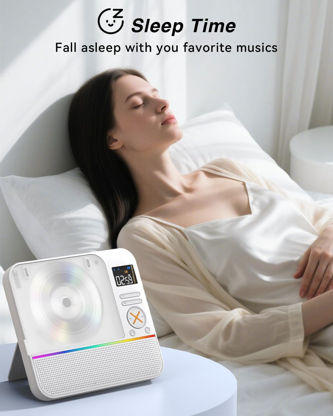 MONODEAL 2026 CD Player Tragbar mit RGB-Licht,HiFi-Stereoanlage Tragbarer CD Player Bluetooth, Wiede