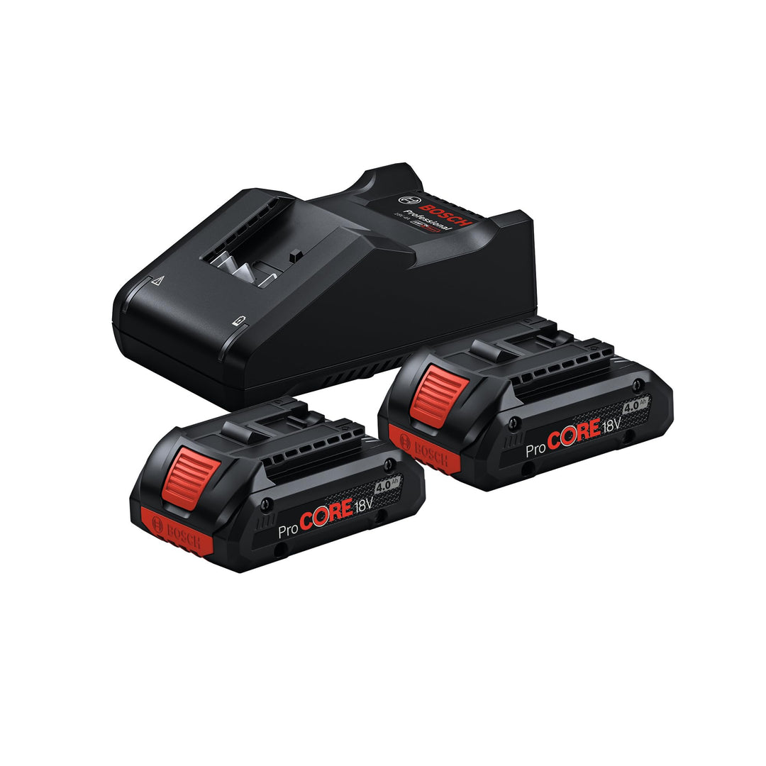 Bosch Professional 18V System Akku Starter-Set: 2x ProCORE18V 4.0Ah Akku + Schnellladegerät GAL 18V-