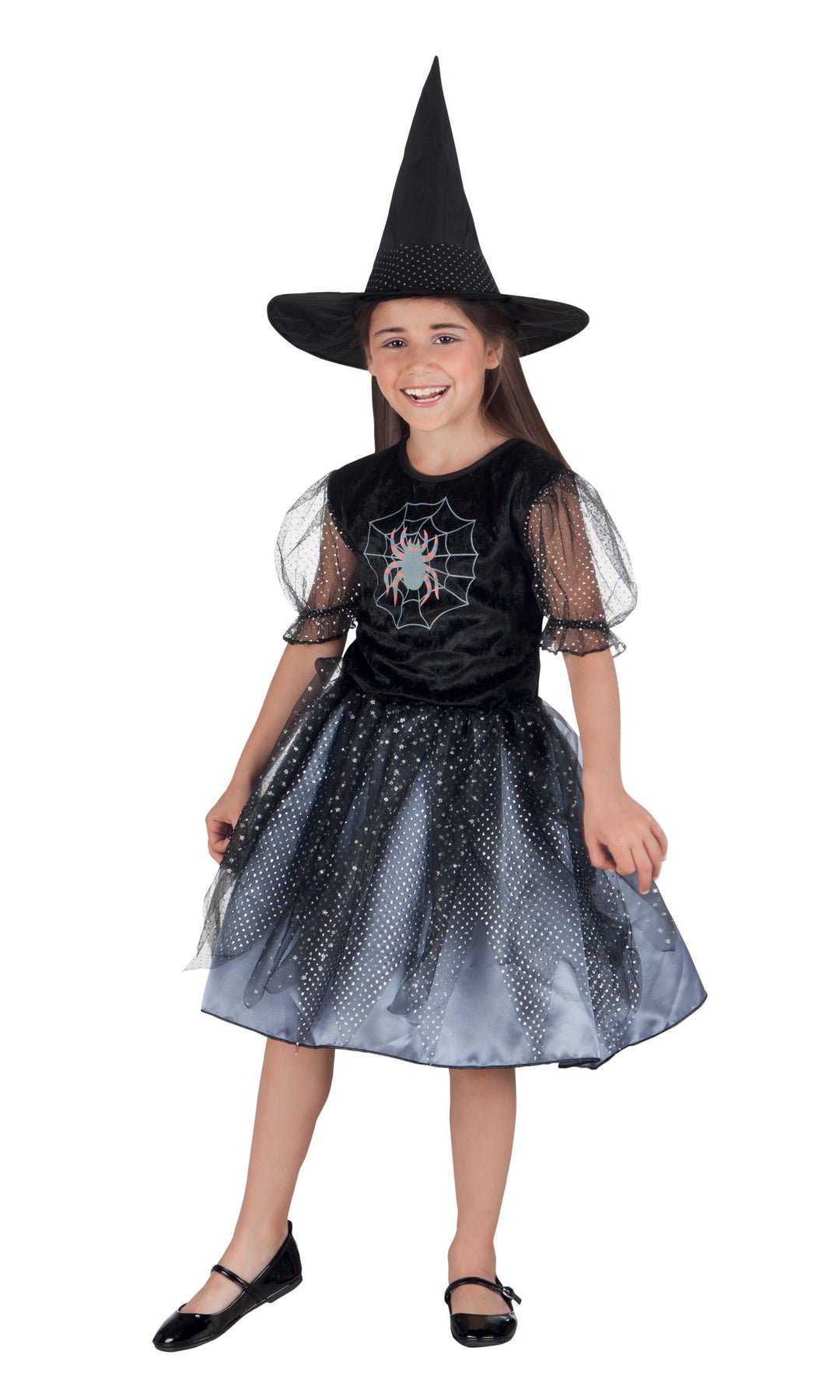 Boland 78020 - Kinderkostüm Spinnenhexe, Grösse 158, schwarz, 158