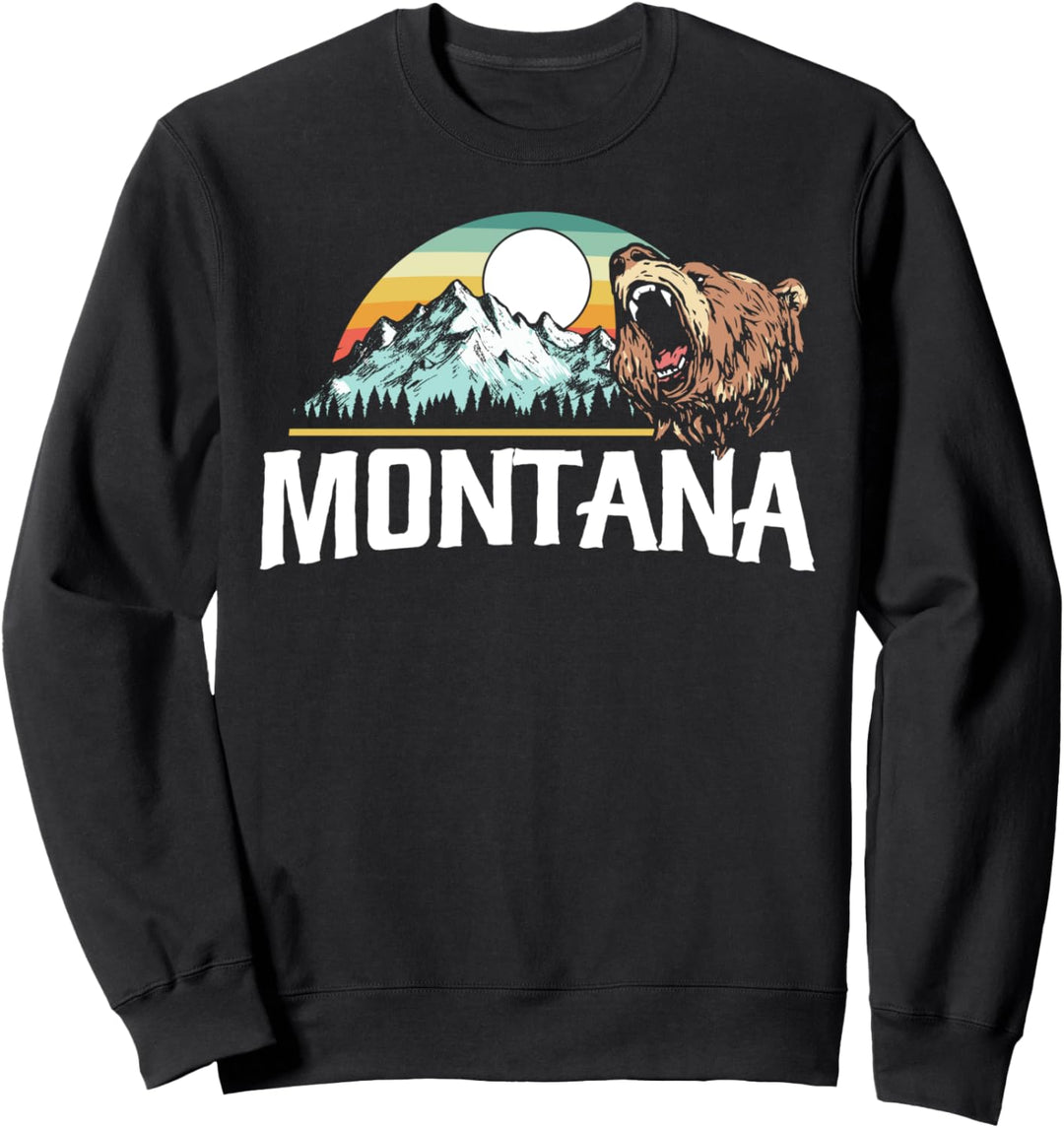 Montana Retro Roaring Grizzly 80's Style Graphic Sweatshirt